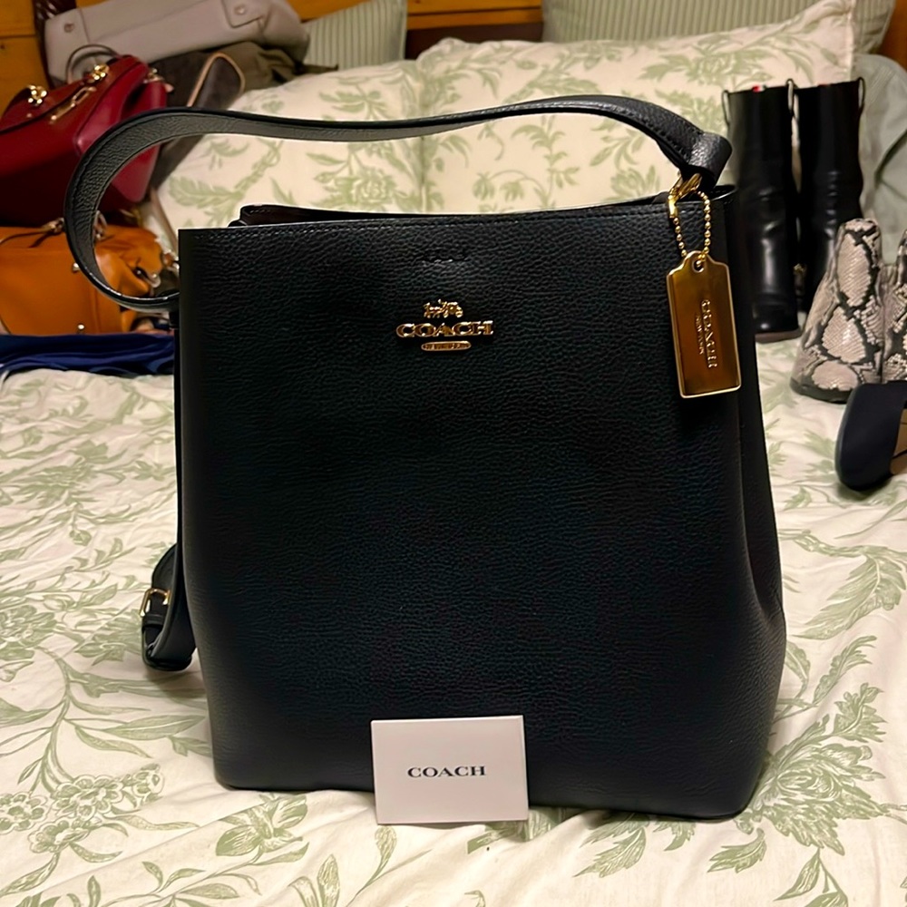 Coach Town Bucket Bag in Color Black Oxblood